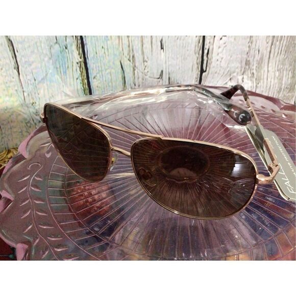 NWT Falls Creek Unisex Aviator Style Sunglasses Gold Metal Frames Brown Lense 10 - Picture 10 of 13